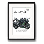 Cuadro Moto Motocicleta Modelos Marcas Con Paspartu Kawasaki Zx-6r Supersport Negro