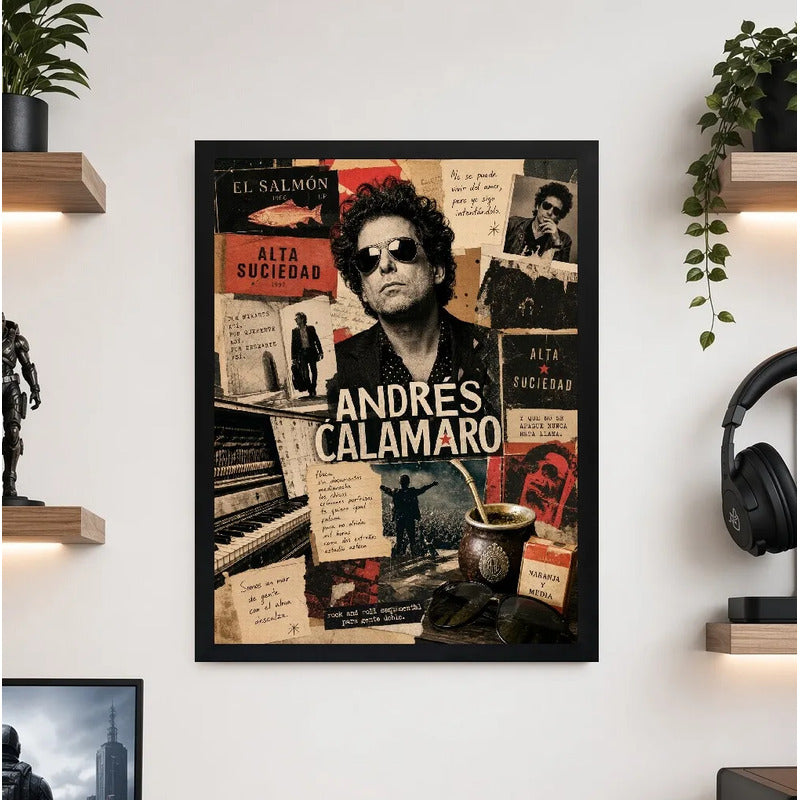 Cuadro Andrés Calamaro Rock Musica Arte Canciones El Salmón Marco Negro