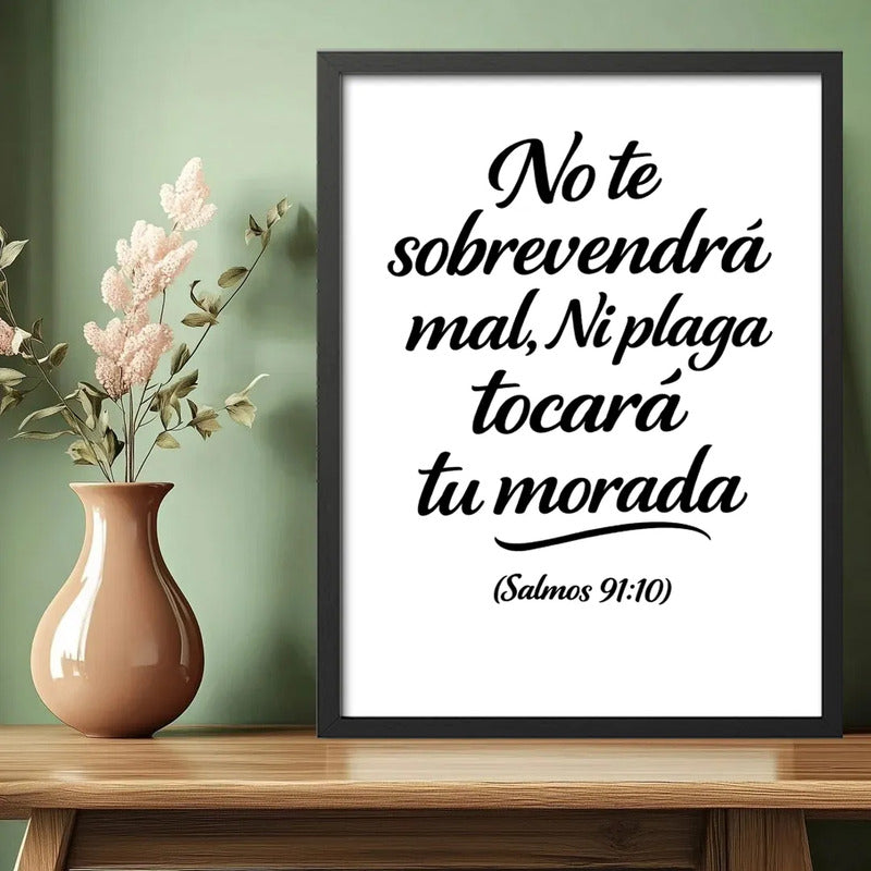 Cuadro Salmo 91:10 Biblia No Te Sobrevendrá Mal Versiculo Marco Negro