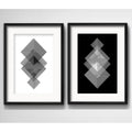 Set 2 Cuadros Geometrico Abstrato Blanco Y Negro Paspartú