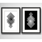 Set 2 Cuadros Geometrico Abstrato Blanco Y Negro Paspartú