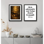 Set 2 Cuadros Jesús Cristo Nacimiento Y Salmo 91:10 Biblia Marco Negro