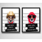 Set 2 Cuadros Bad Dogs Perro Mascota Pet Arte Decoracion