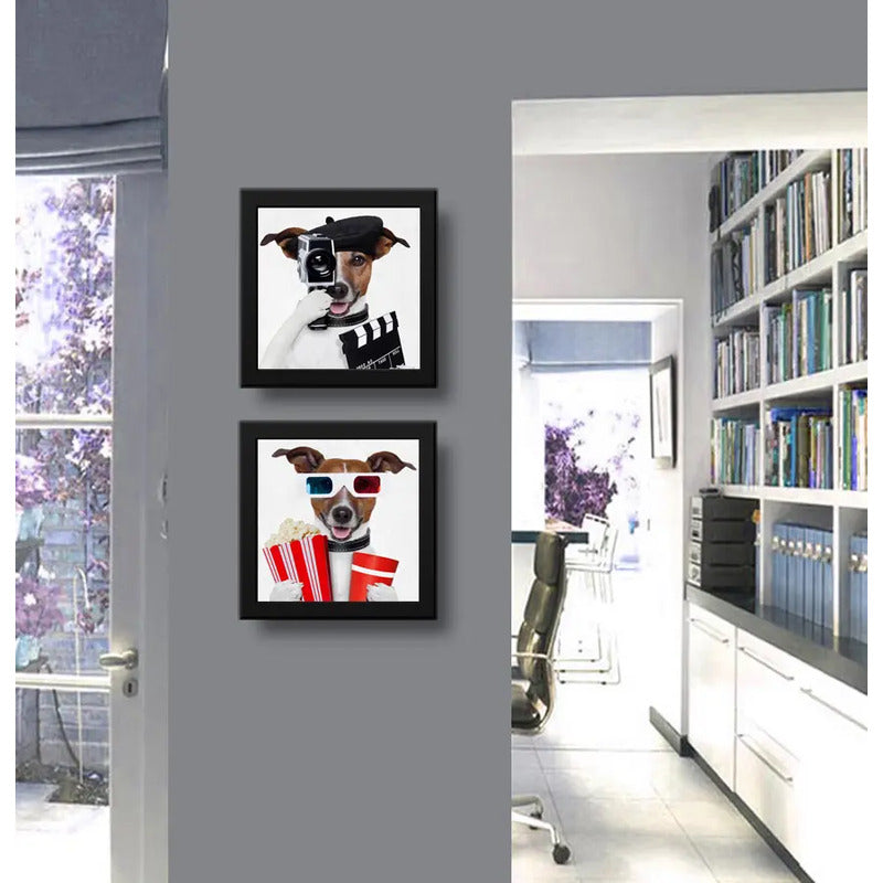 Set 2 Cuadros Perro Cinema Mascota Pet Arte Decoracion