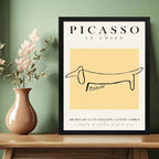 Cuadro Picasso El Perro Line Arte Abstracto Obra Minimalista Marco Negro
