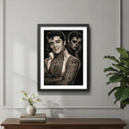 Cuadro Elvis Presley Rock Tattoo Tatuaje Arte Retro Vintage Marco Negro