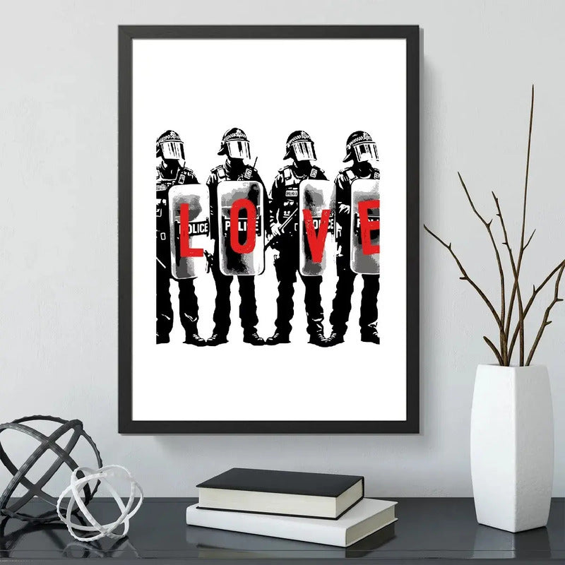 Cuadro Banksy Love Arte Urbano Decoracion Moderna Marco Negro