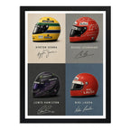 Cuadro Cascos Formula 1 Auto Senna Schumacher Hamilton Lauda Marco Negro