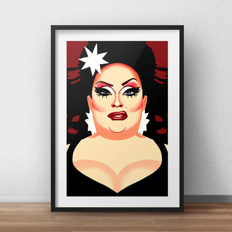 Cuadro Drag Queen Pop Art Decoracion Con Paspartú Marco Negro