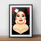 Cuadro Drag Queen Pop Art Decoracion Con Paspartú Marco Negro