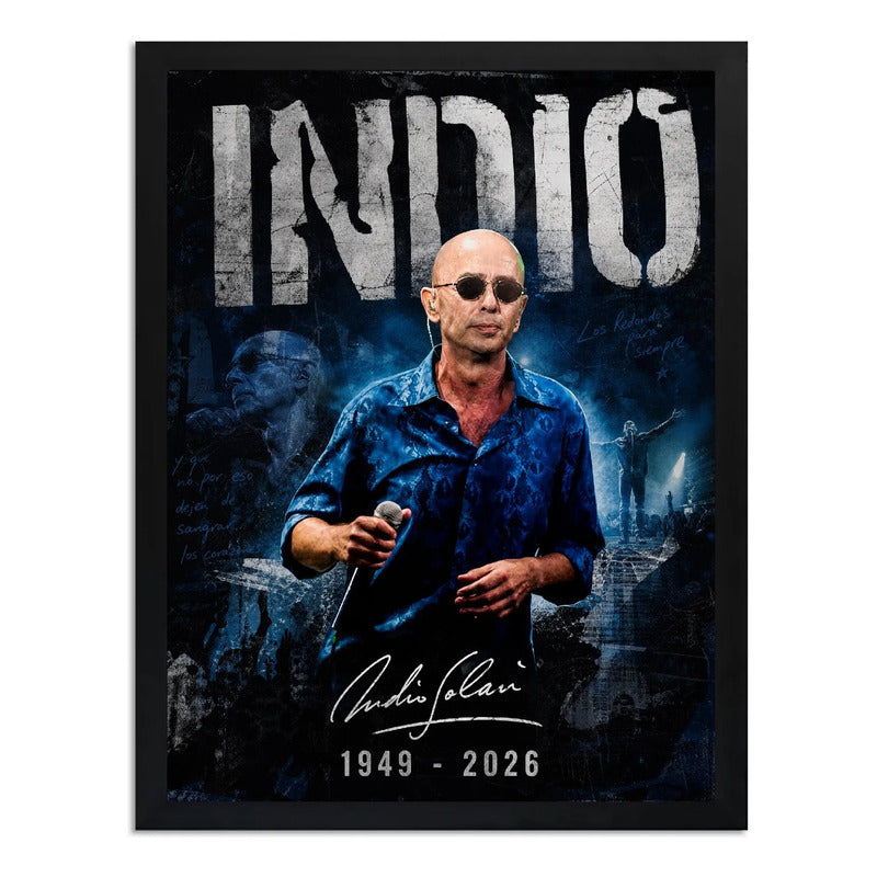 Cuadro Indio Solari Eterno Los Redondos Homenaje Rock Brs3 Marco Negro