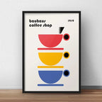Cuadro Bauhaus Arte Objectos Formas Geometricas Colores Café 1 Marco Negro