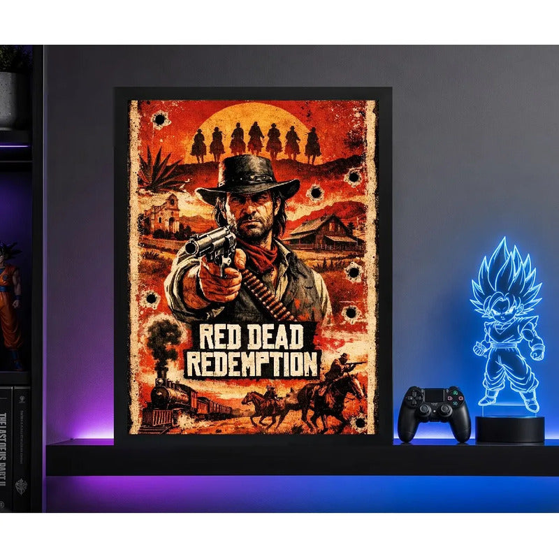 Cuadro Red Dead Redemption Videojuego Ps Art Game Decoracion Marco Negro