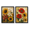 Set 2 Cuadros Gustav Klimt Girasoles Flores Decora Living Marco Negro