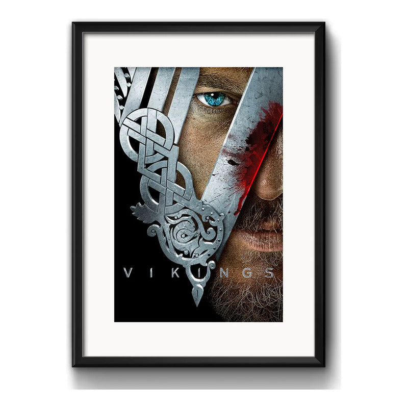 Cuadro Vikingos Vikings Serie Tv Arte Decoracion Paspartú Marco Negro