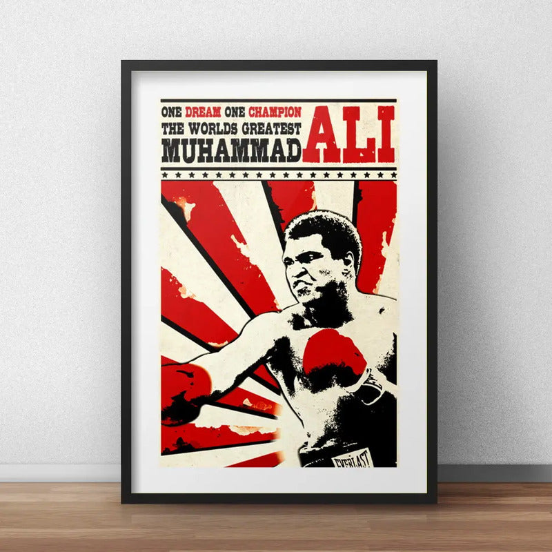 Cuadro Muhammad Ali Boxeo Gym Deporte Arte Con Paspartu Marco Negro