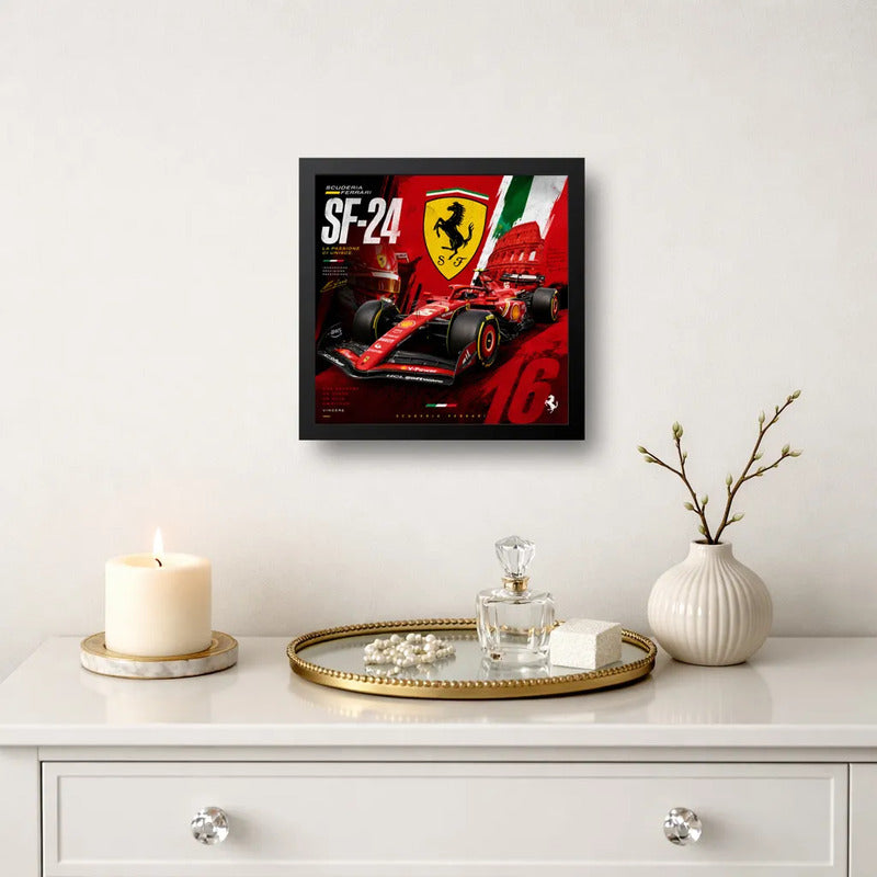 Cuadro Ferrari Sf-24 Fórmula 1  Auto Deportivo Coleccion Marco Negro