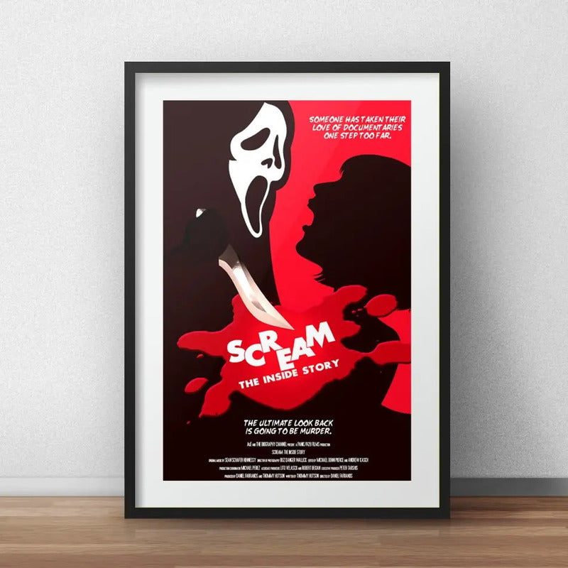 Cuadro Scream Grita Ghostface Terror Cine Brs2 Con Paspartú Marco Negro