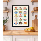 Cuadro Colección De Dulces Y Pasteles Arte Bake Chef Cocina Marco Negro