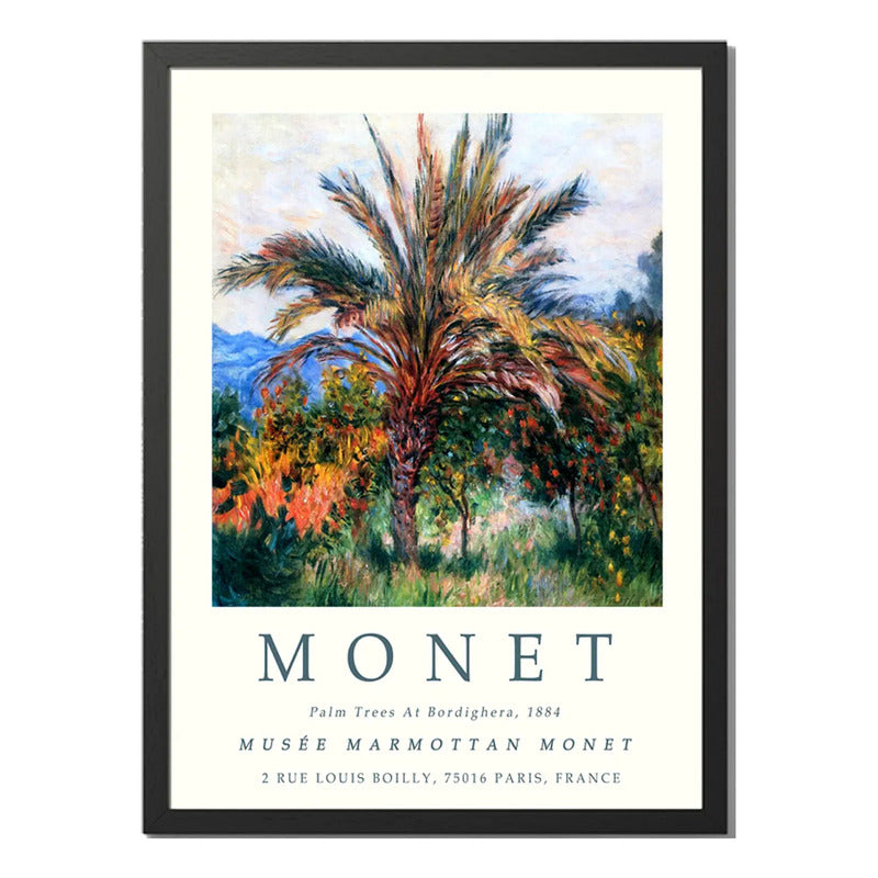 Cuadro Dormitorio Living Claude Monet Palmeras En Bordighera Marco Negro