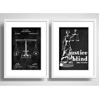 Set 2 Cuadros Abogado Diosa Justicia Patente Retro Paspartu