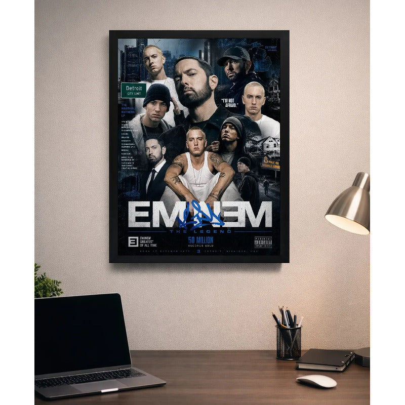 Cuadro Eminem Rapero Rap Hip Hop Slim Shady Arte Vintage Marco Negro