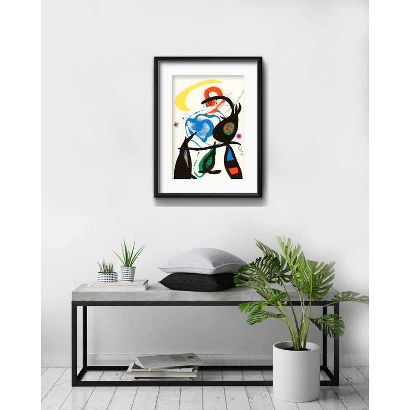 Cuadro Joan Miró Oda Lámina 8 Abstracto 53x43cm Con Paspartú Marco Negro