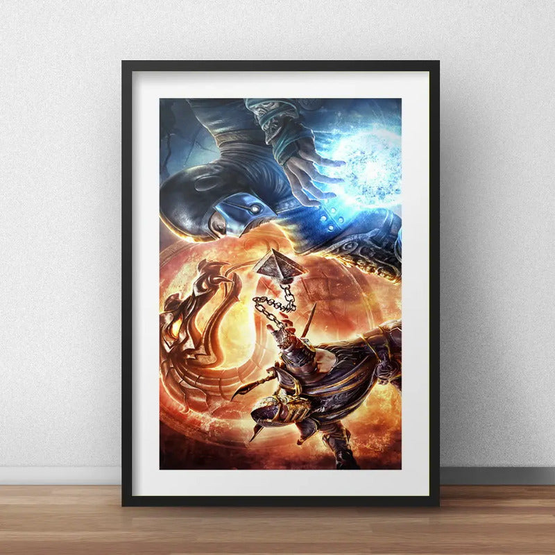 Cuadro Mortal Kombat Scorpion Sub-zero Juego Game Paspartú Marco Negro
