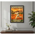Cuadro Tenis Montevideo Carrasco Retro Deporte Decoracion Marco Negro