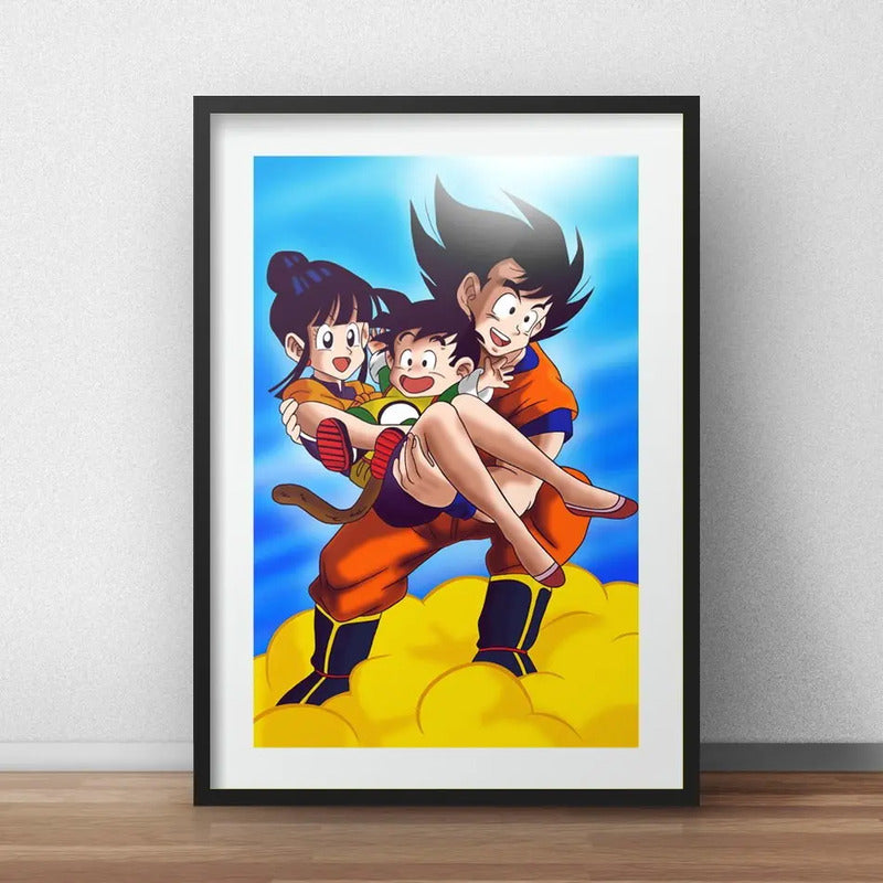 Cuadro Dragon Ball Z Goku Anime Mangá Arte Con Paspartú Marco Negro