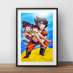 Cuadro Dragon Ball Z Goku Anime Mangá Arte Con Paspartú Marco Negro