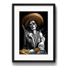 Cuadro Catrina Bandida Calavera Mexicana Tattoo Con Paspartú Marco Negro