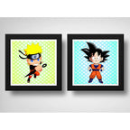 Set 2 Cuadros Naruto Goku Dragon Ball Anime Kids Decoracion