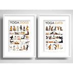 Set 2 Cuadros Yoga Dogs Cats Perro Gato Mascota Con Paspartú