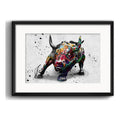Cuadro Toro De Wall Street Pop Art 53x43cm Con Paspartú Marco Negro