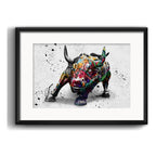 Cuadro Toro De Wall Street Pop Art 53x43cm Con Paspartú Marco Negro