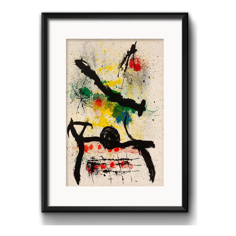 Cuadro Joan Miró Litografía Bs1 Arte Abstracto Con Paspartú Marco Negro