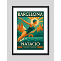 Cuadro Natacion Barcelona Swimming Pool Deportes Decoracion Marco Negro