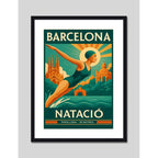 Cuadro Natacion Barcelona Swimming Pool Deportes Decoracion Marco Negro