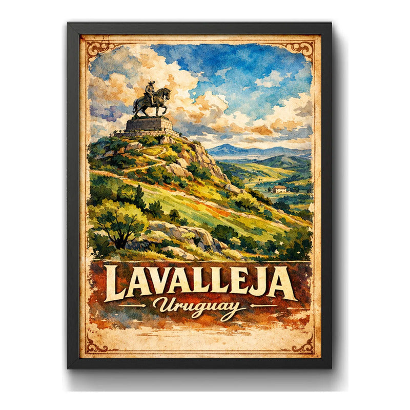 Cuadro Lavalleja Cerro Artigas Minas Paisajes Retro Uruguay Marco Negro