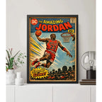 Cuadro Michael Jordan Comics Arte Retro Baloncesto Deportes Marco Negro