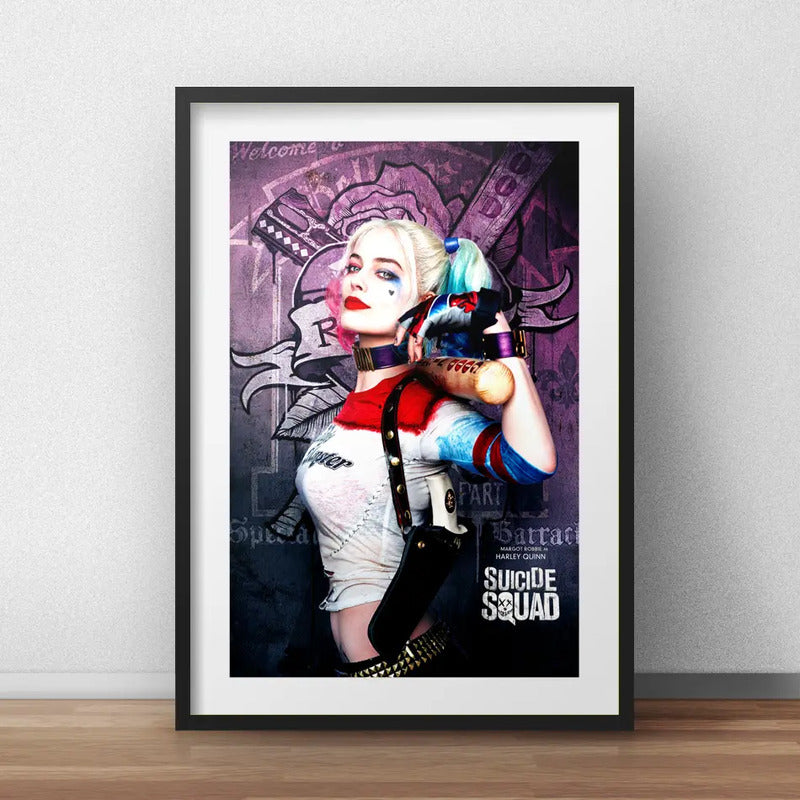 Cuadro Escuadrón Suicida Harley Quinn Pelicula Con Paspartú Marco Negro