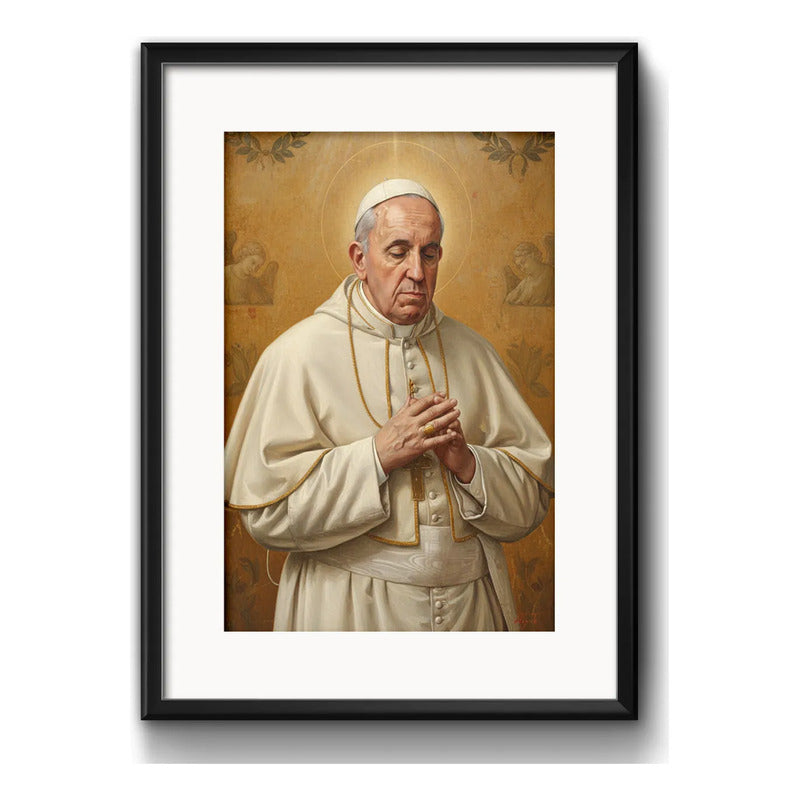 Cuadro Papa Francisco Vaticano Iglesia Jesus Con Paspartú Marco Negro