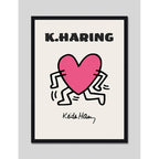 Cuadro Keith Haring Pink Corazon Arte Urbano Decoracion Marco Negro