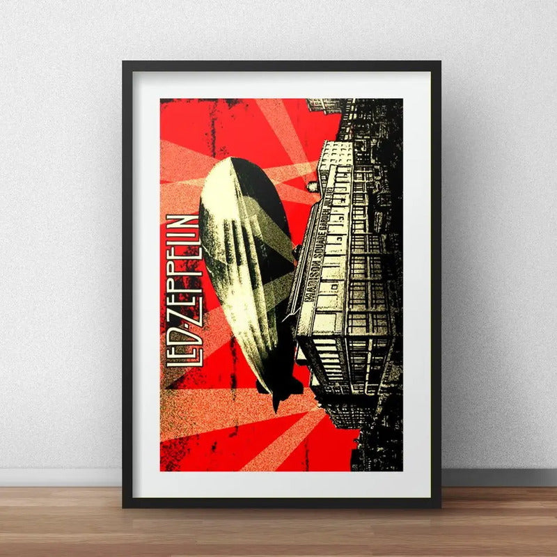 Cuadro Led Zeppelin Rock Clasico Br1 Decoracion Con Paspartú Marco Negro