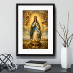 Cuadro Inmaculada Concepción Virgen Maria Jesús Con Paspartú Marco Negro