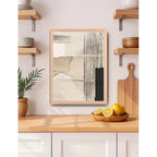 Cuadro Dormitorio Living Boho Abstracto Paper Tono Beige Oak Marco Marrón Claro