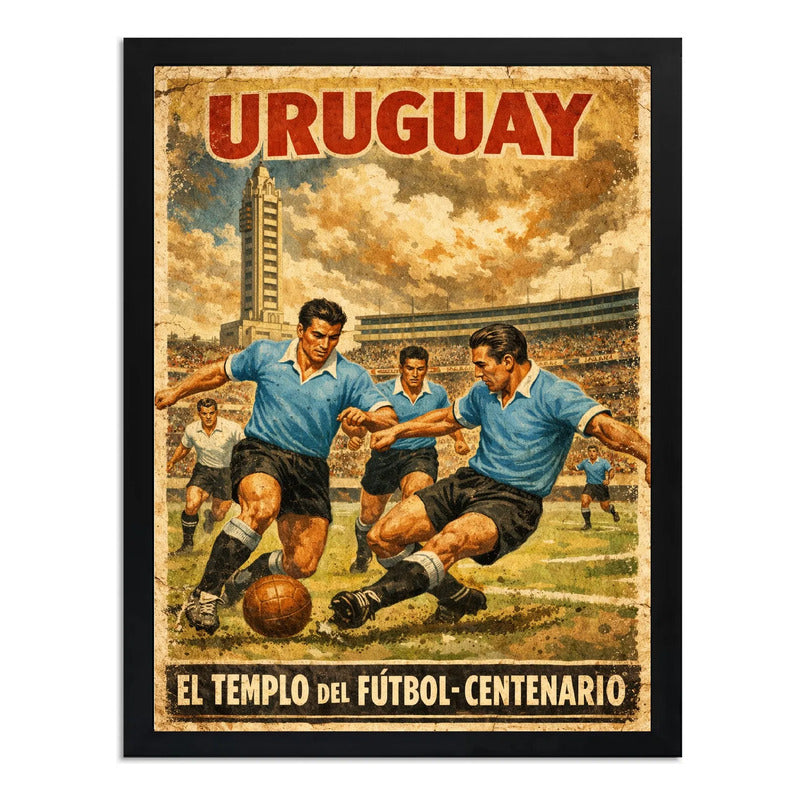 Cuadro Estadio Centenario El Templo Del Futbol Uruguay Retro Marco Negro