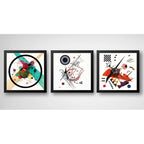 Set 3 Cuadros Kandinsky Arte Abstracto Bauhaus Geometrico Marco Negro