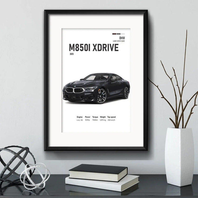 Cuadro Autos Y Camionetas Modelos Marcas Arte Con Paspartu Bmw Luxury Sports Coupe M8101 Xdrive Con Marco Negro